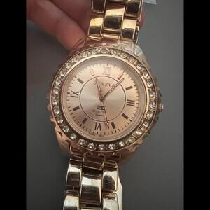 Geneva 11184 Rose Gold Tone Quartz Women's Watch New Battery